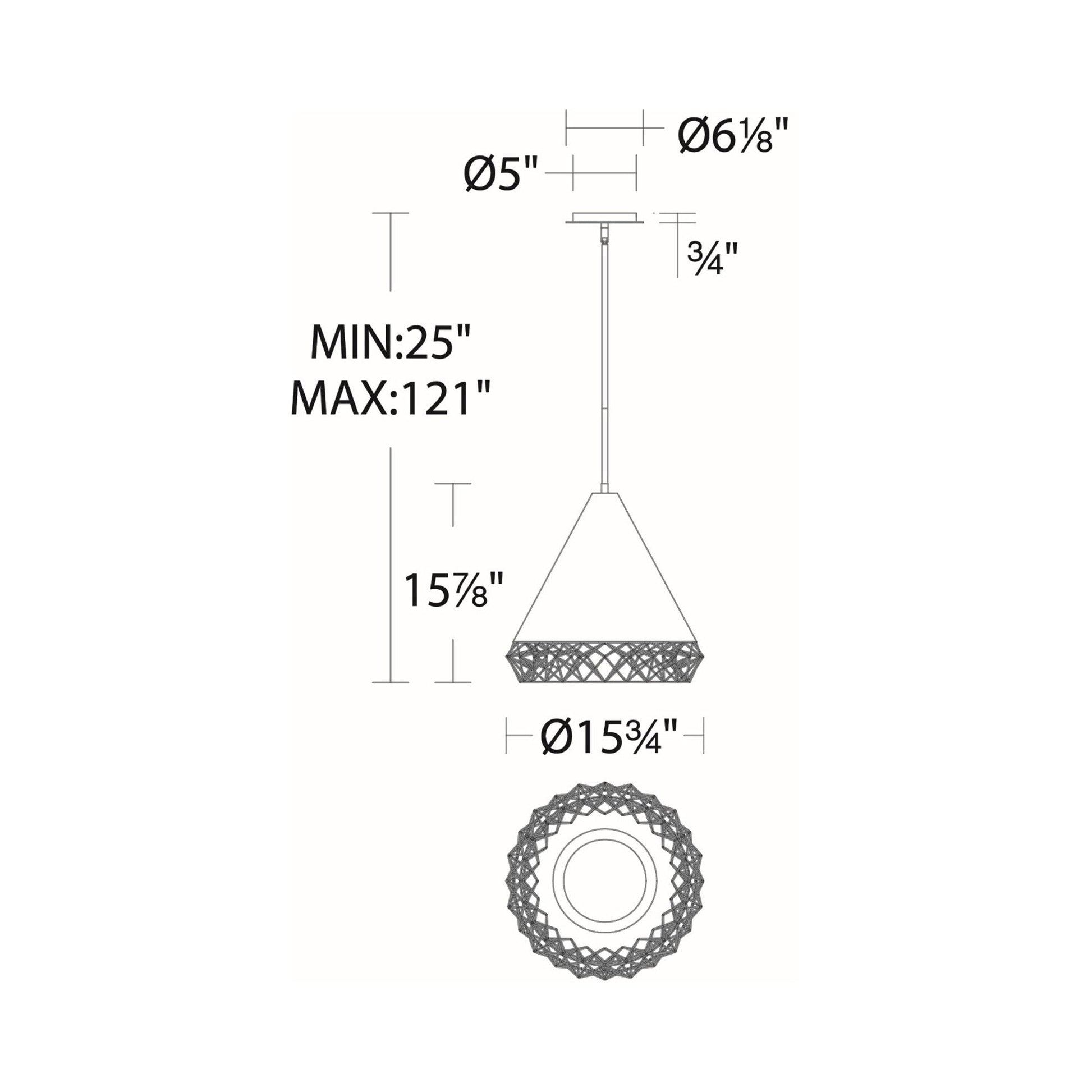 Lacey LED Pendant Light - line drawing.