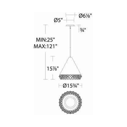 Lacey LED Pendant Light - line drawing.