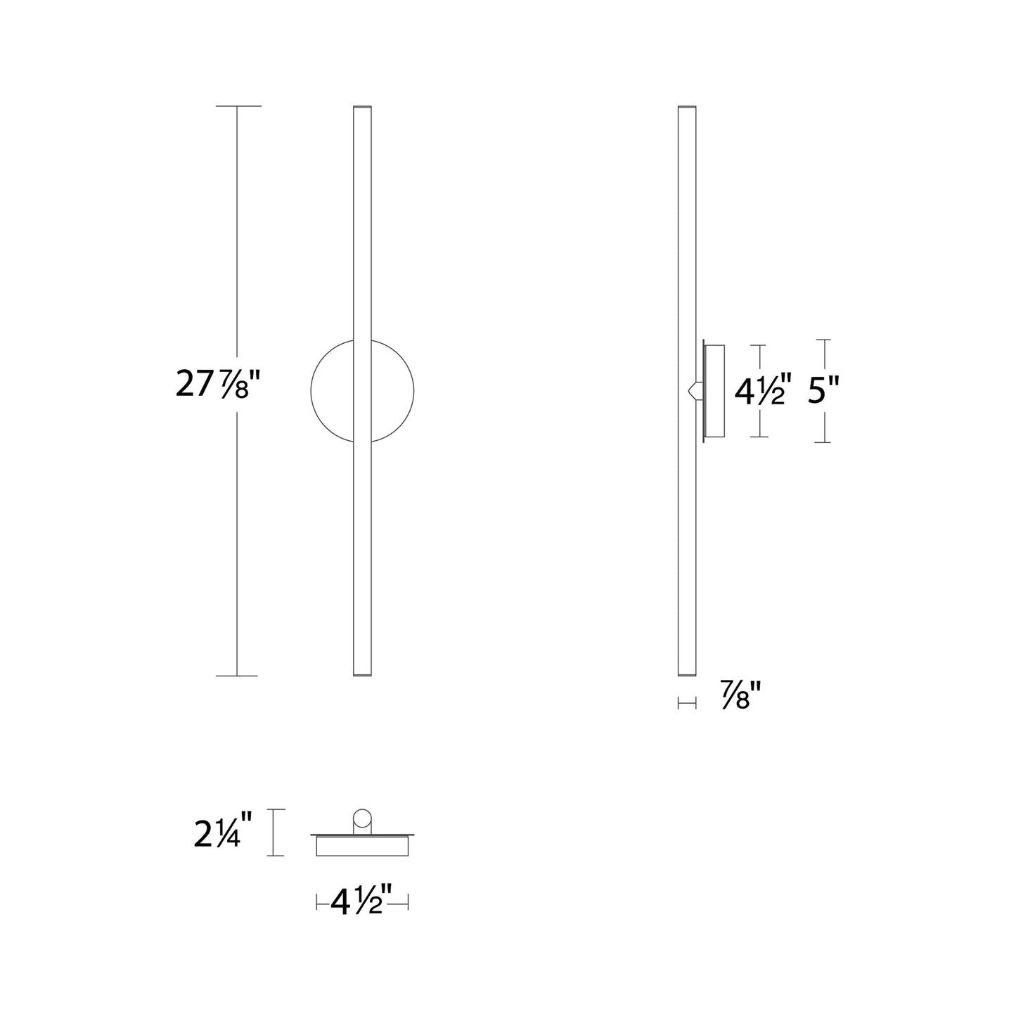 Lanky LED Wall Light - line drawing.
