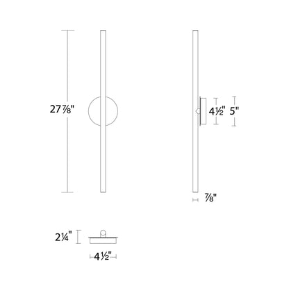 Lanky LED Wall Light - line drawing.