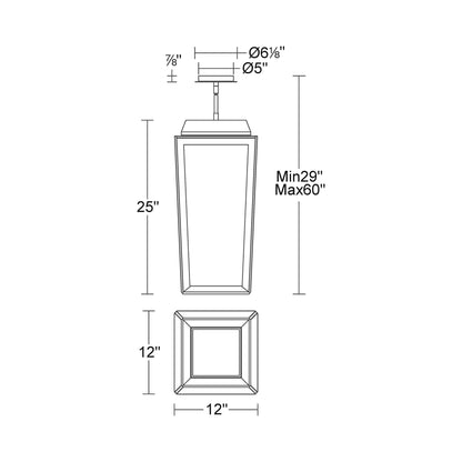 Levee Outdoor LED Pendant Light - line drawing.