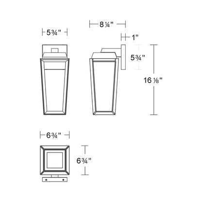 Levee Outdoor LED Wall Light - line drawing.