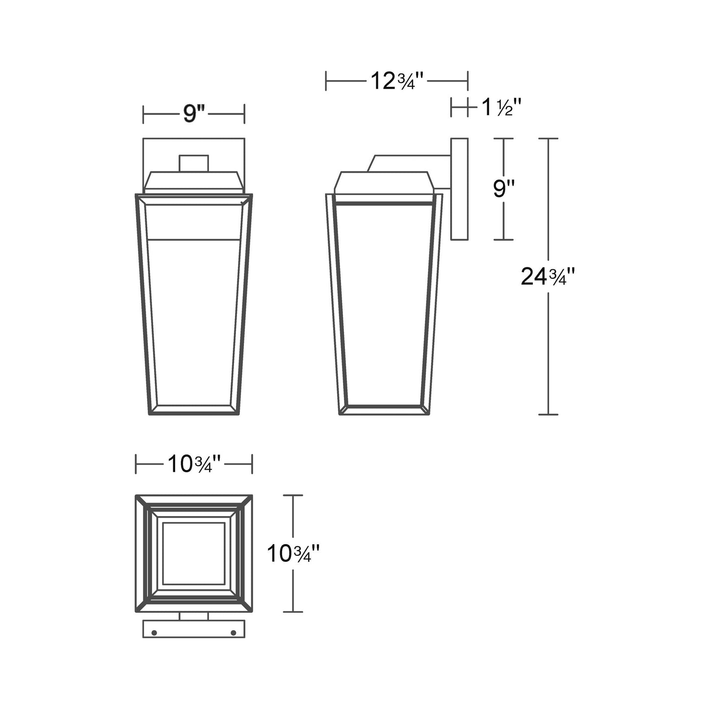 Levee Outdoor LED Wall Light - line drawing.