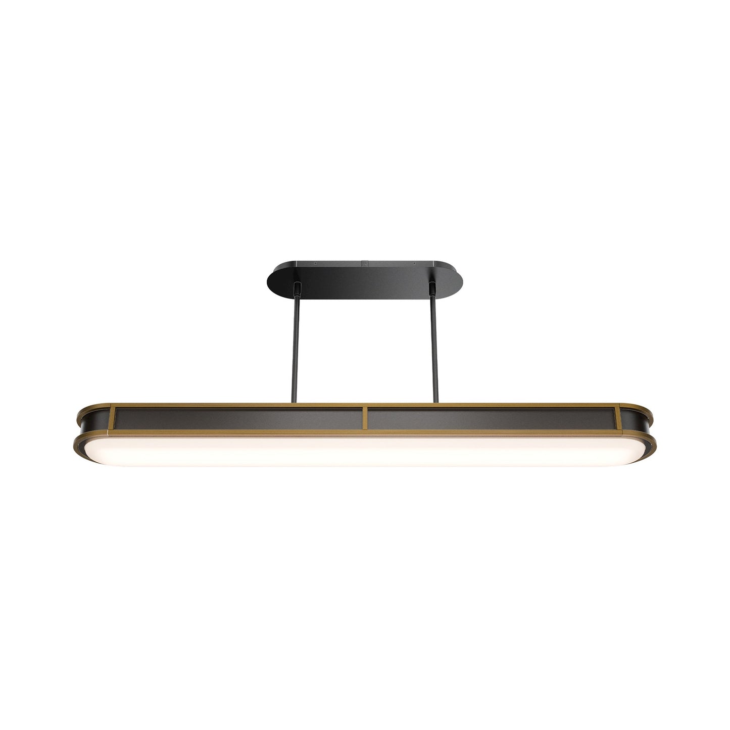 Longboard Linear LED Pendant Light in Aged Brass.
