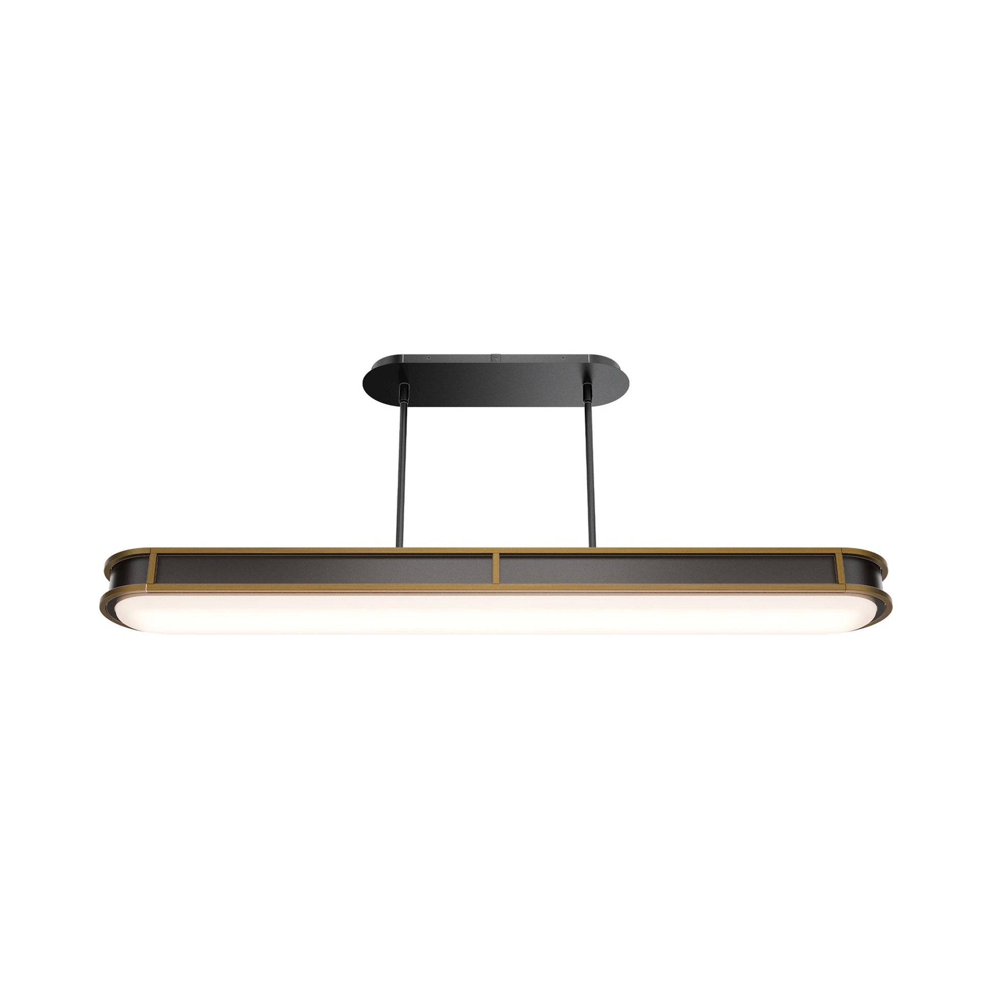 Longboard Linear LED Pendant Light in Aged Brass.