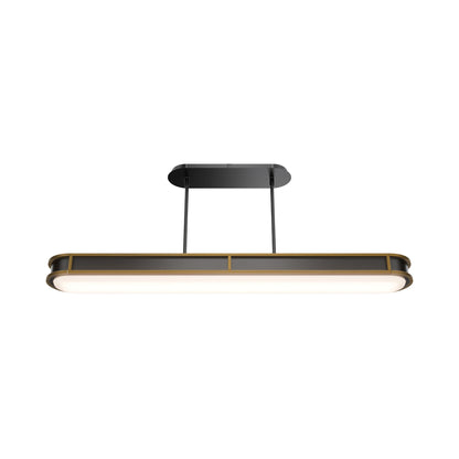 Longboard Linear LED Pendant Light in Aged Brass.