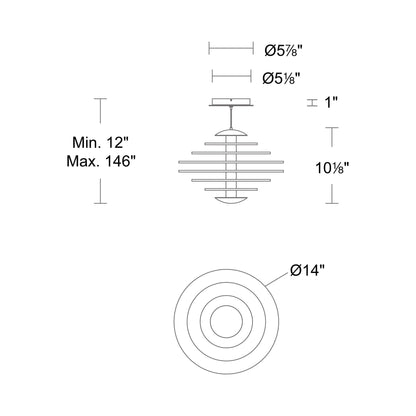 Loopey LED Pendant Light - line drawing.