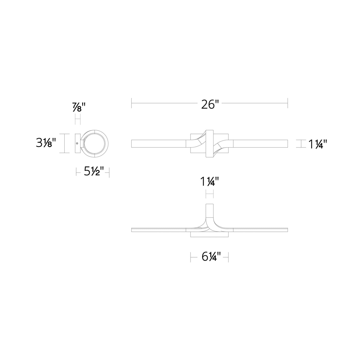 Loophole LED Vanity Wall Light - line drawing.