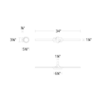 Loophole LED Vanity Wall Light - line drawing.