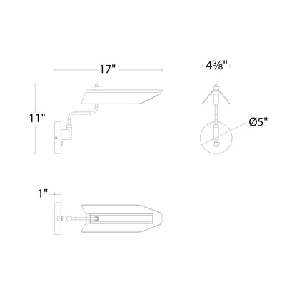 Loyd LED Swing Arm Wall Light - line drawing.