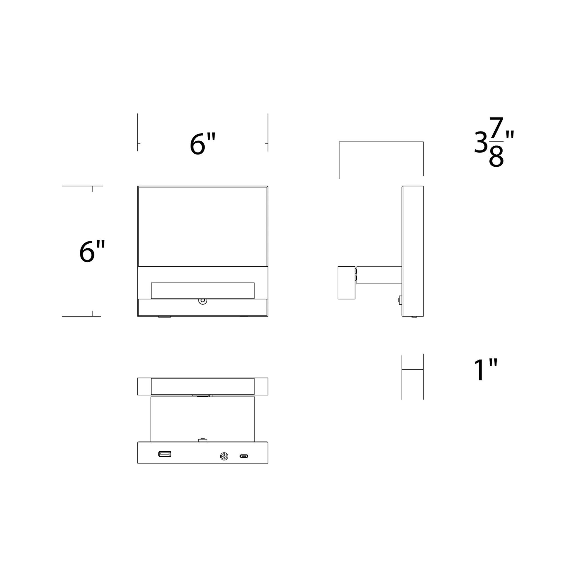 Mantel LED Task Light - line drawing.