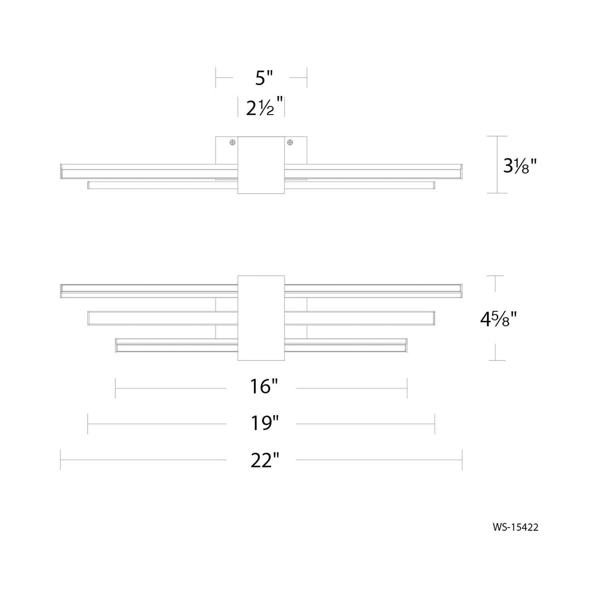 Melody LED Bath Wall Light - line drawing.