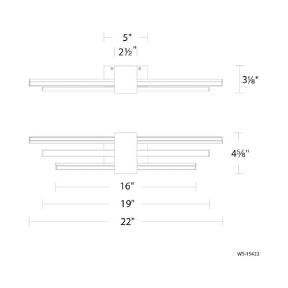 Melody LED Bath Wall Light - line drawing.