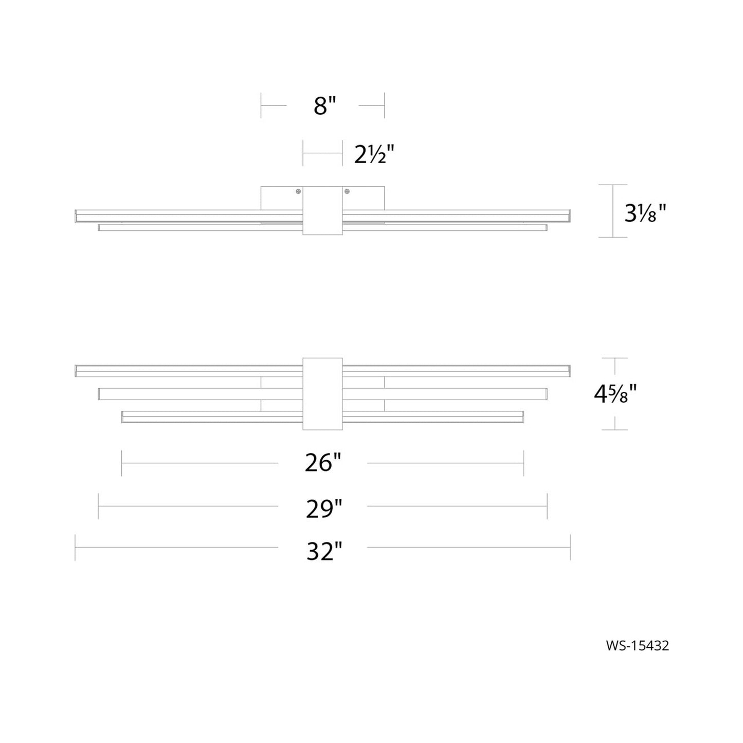 Melody LED Bath Wall Light - line drawing.