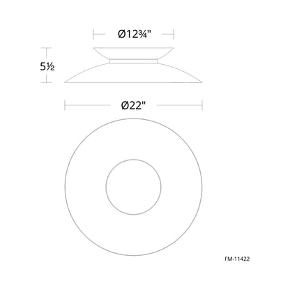 Miso LED Flush Mount Ceiling Light - line drawing.