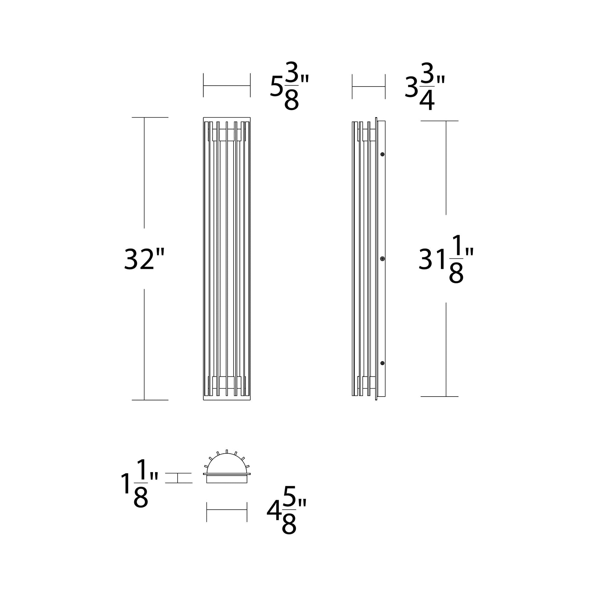 Moline Outdoor LED Wall Light - line drawing.