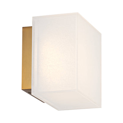 Moxee LED Wall Light in Aged Brass.