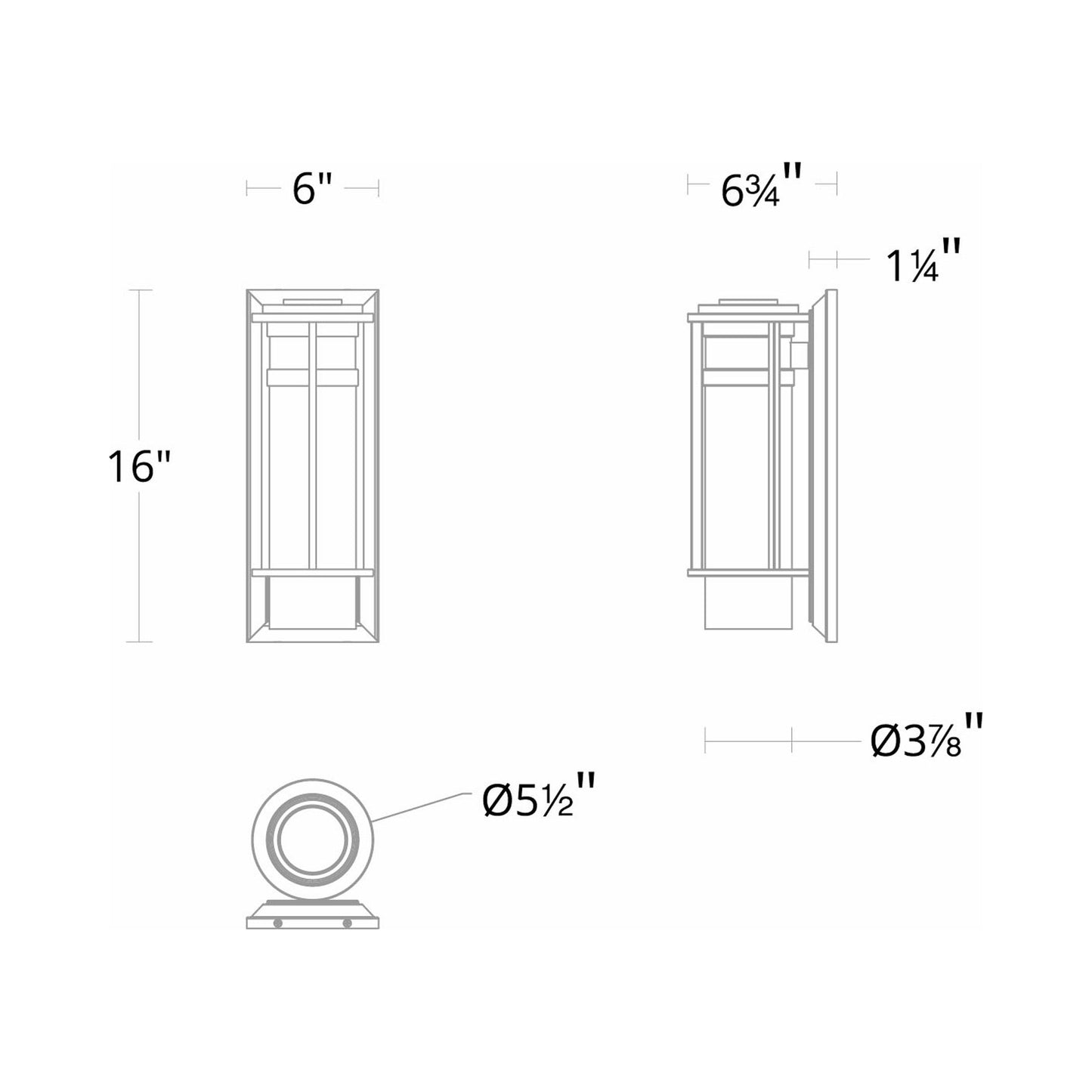 Offshore Outdoor LED Wall Light - line drawing.