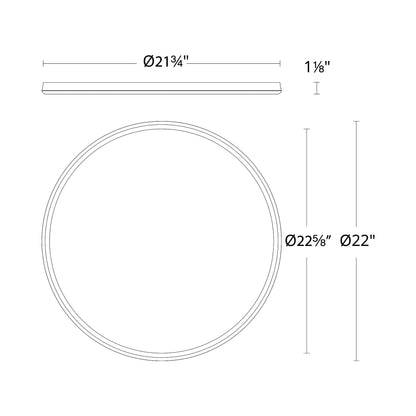 Parthenon LED Flush Mount Ceiling Light - line drawing.