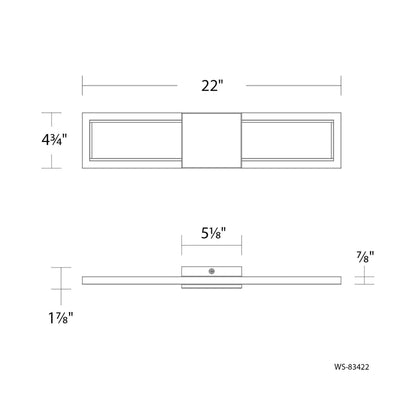 Peekaboo LED Bath Wall Light - line drawing.