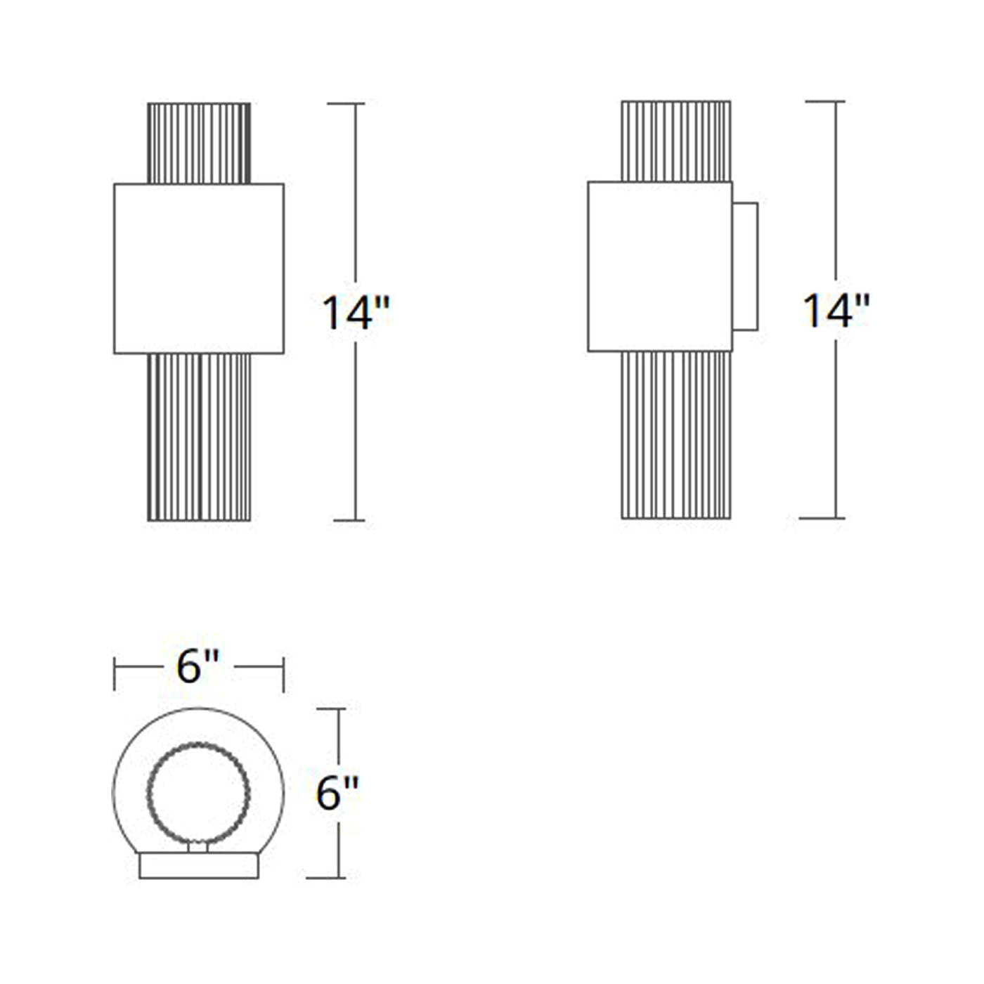 Piston Outdoor LED Wall Light - line drawing.