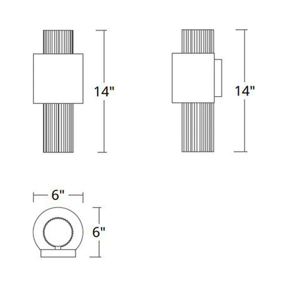 Piston Outdoor LED Wall Light - line drawing.