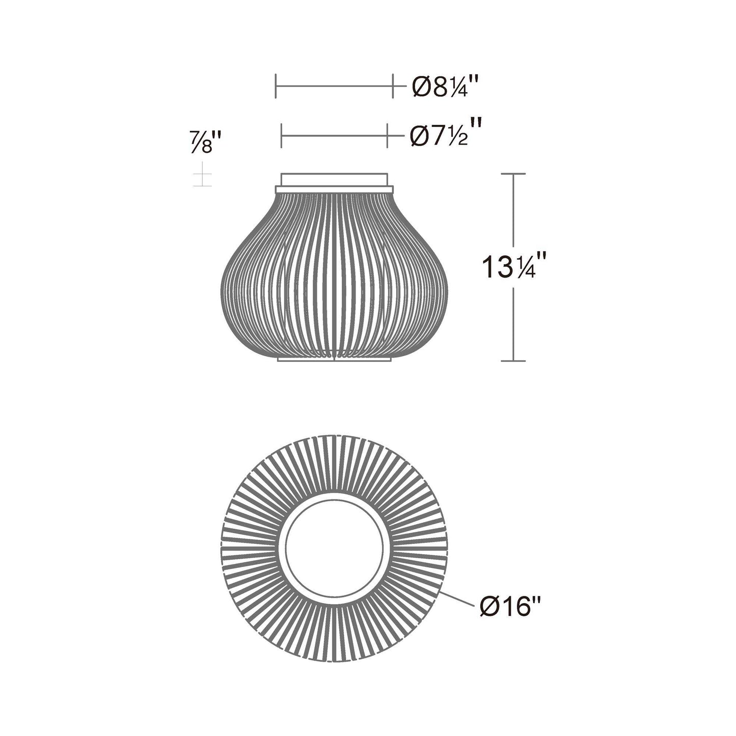 Poppin Outdoor LED Flush Mount Ceiling Light - line drawing.