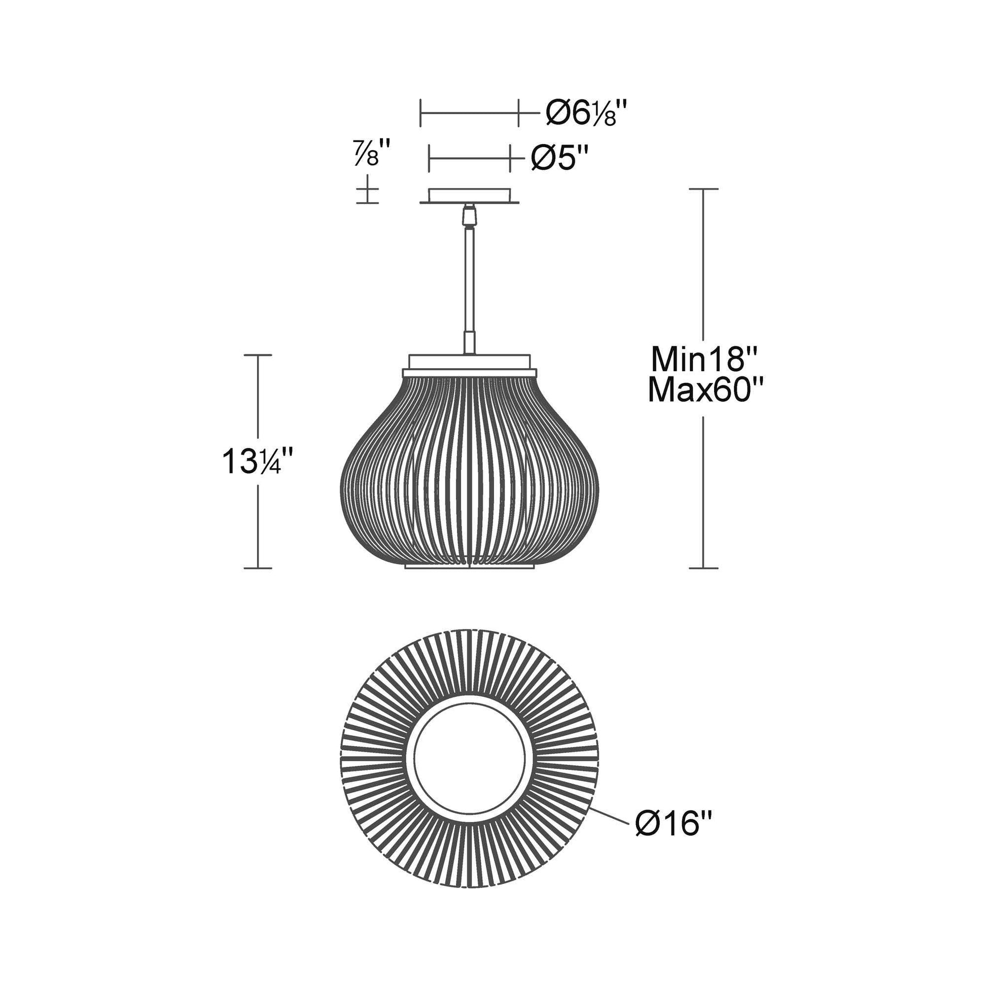 Poppin Outdoor LED Pendant Light - line drawing.