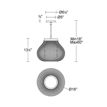 Poppin Outdoor LED Pendant Light - line drawing.