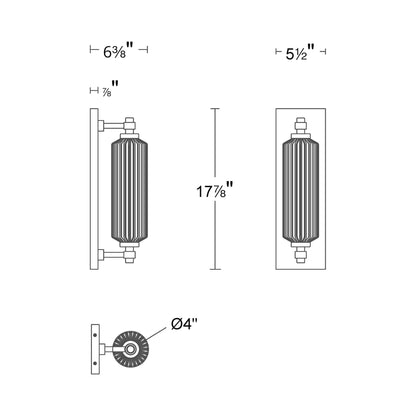 Portos Outdoor LED Wall Light - line drawing.