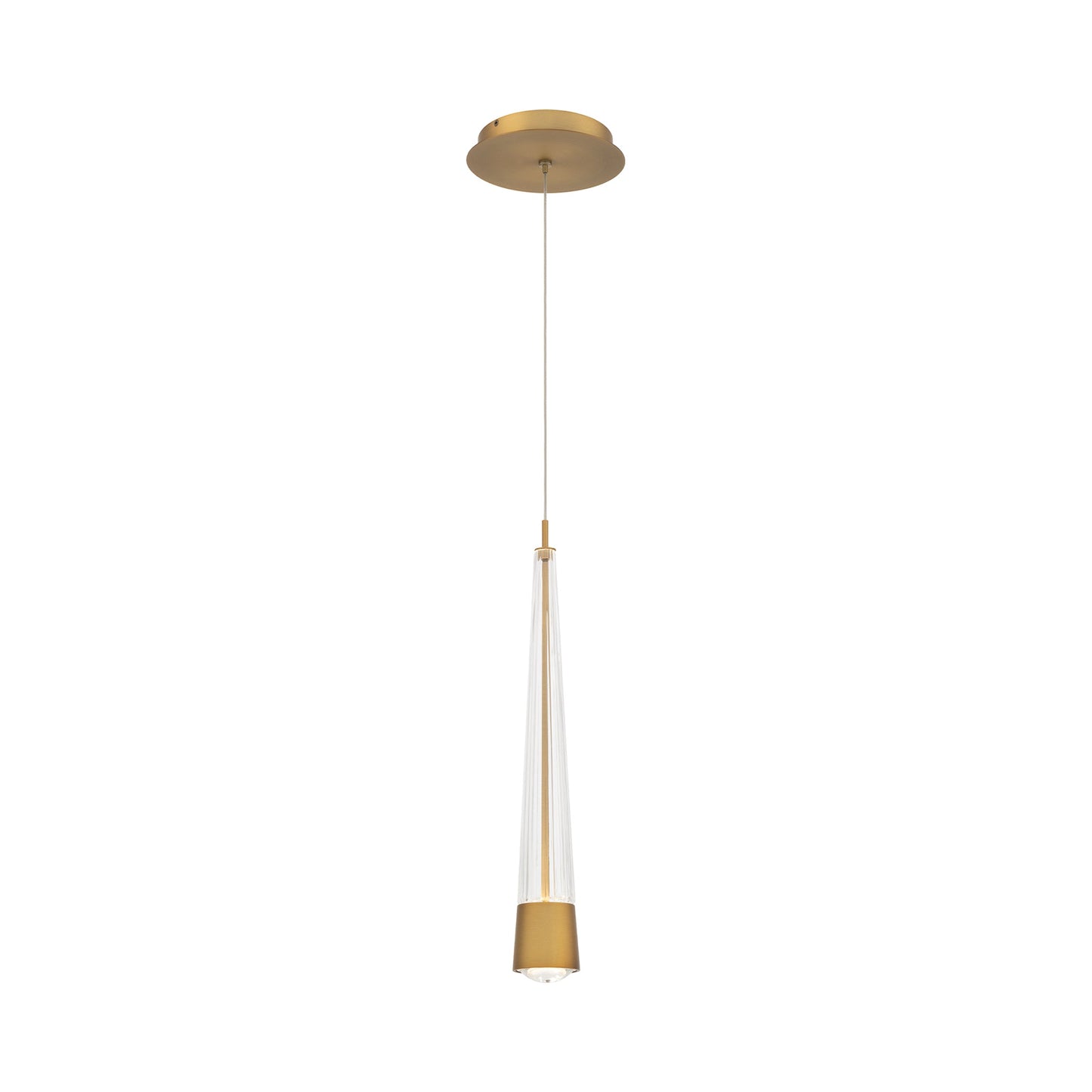 Quill LED Mini Pendant Light in Aged Brass.