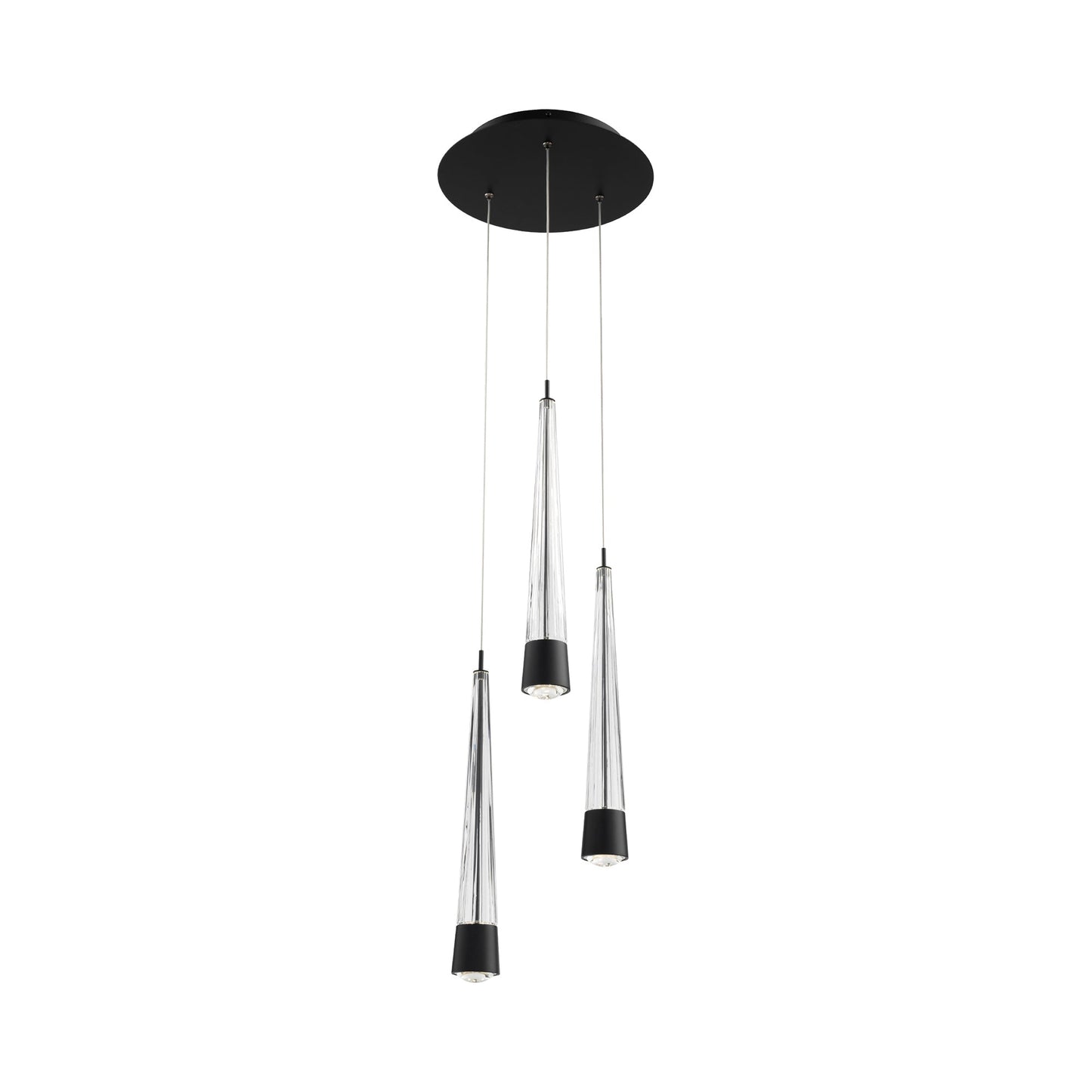 Quill Round LED Multi Pendant Light in Black (3-Light).