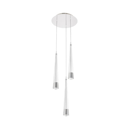 Quill Round LED Multi Pendant Light in Chrome (3-Light).