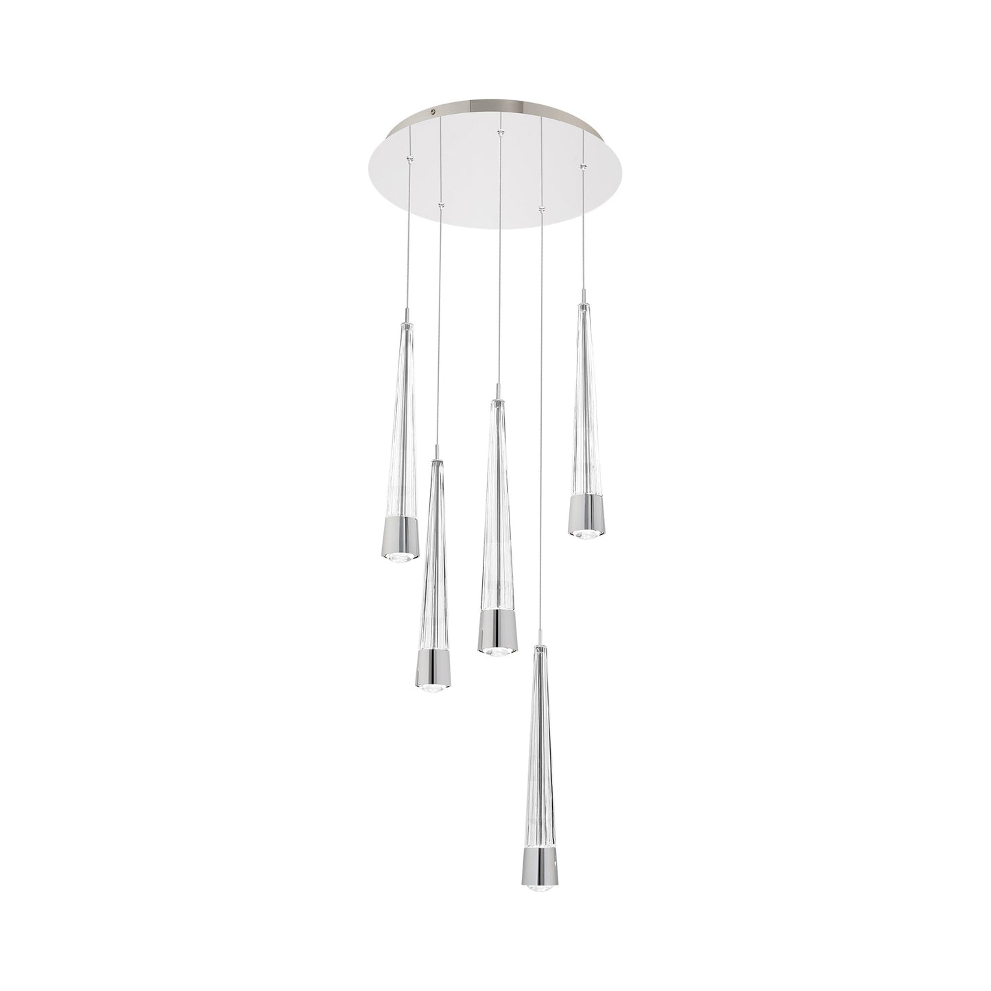 Quill Round LED Multi Pendant Light in Chrome (5-Light).