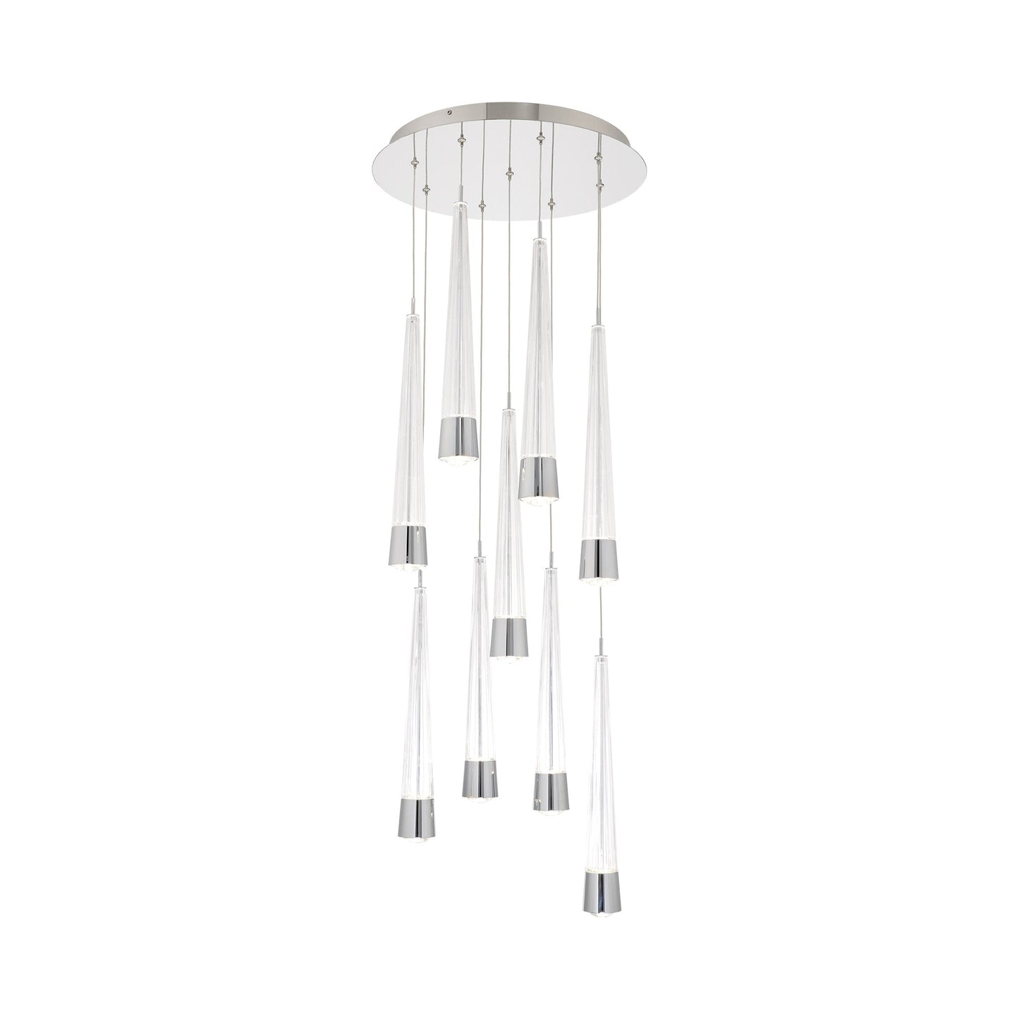 Quill Round LED Multi Pendant Light in Chrome (9-Light).