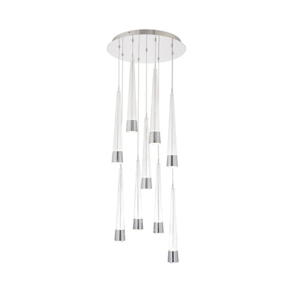 Quill Round LED Multi Pendant Light in Chrome (9-Light).