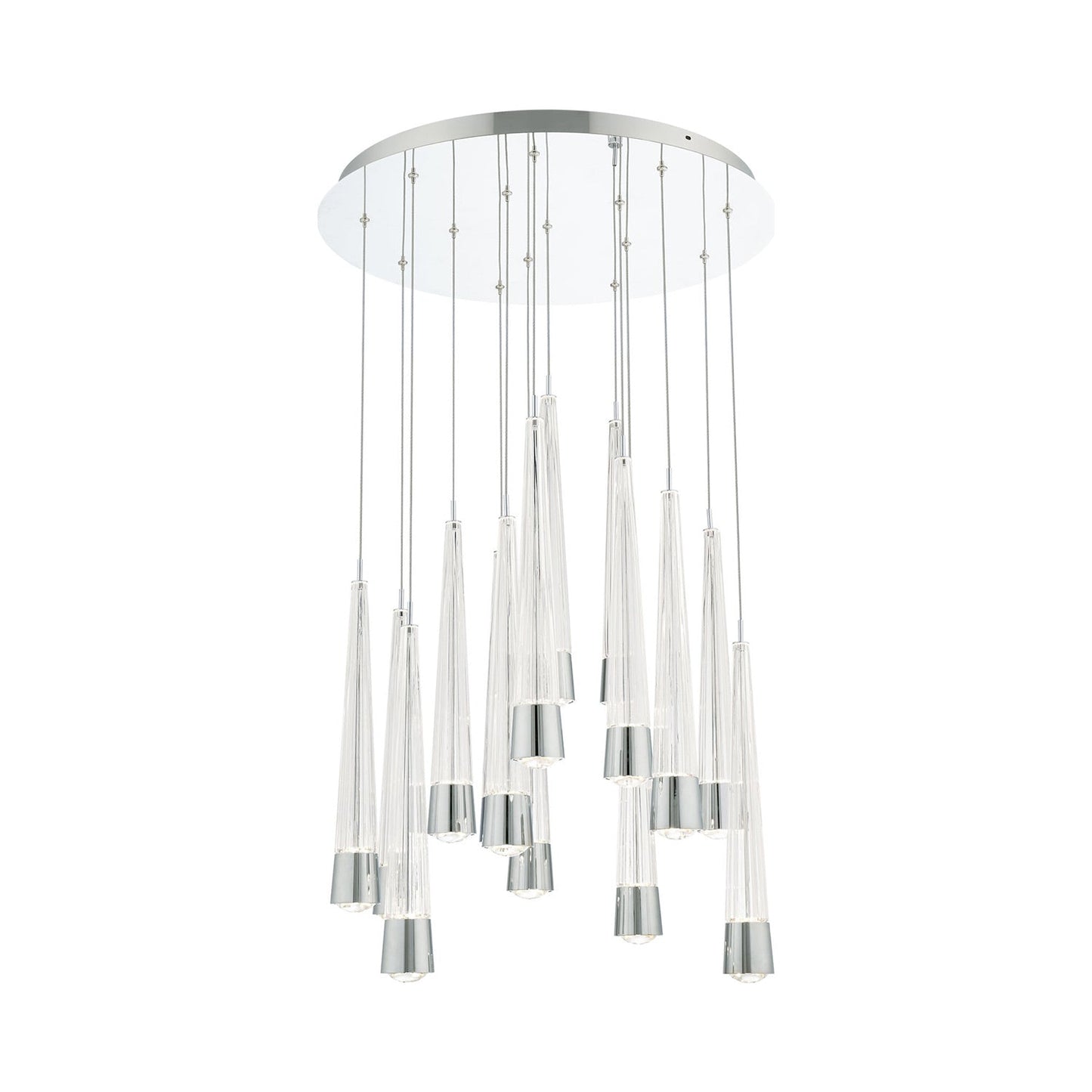 Quill Round LED Multi Pendant Light in Chrome (15-Light).