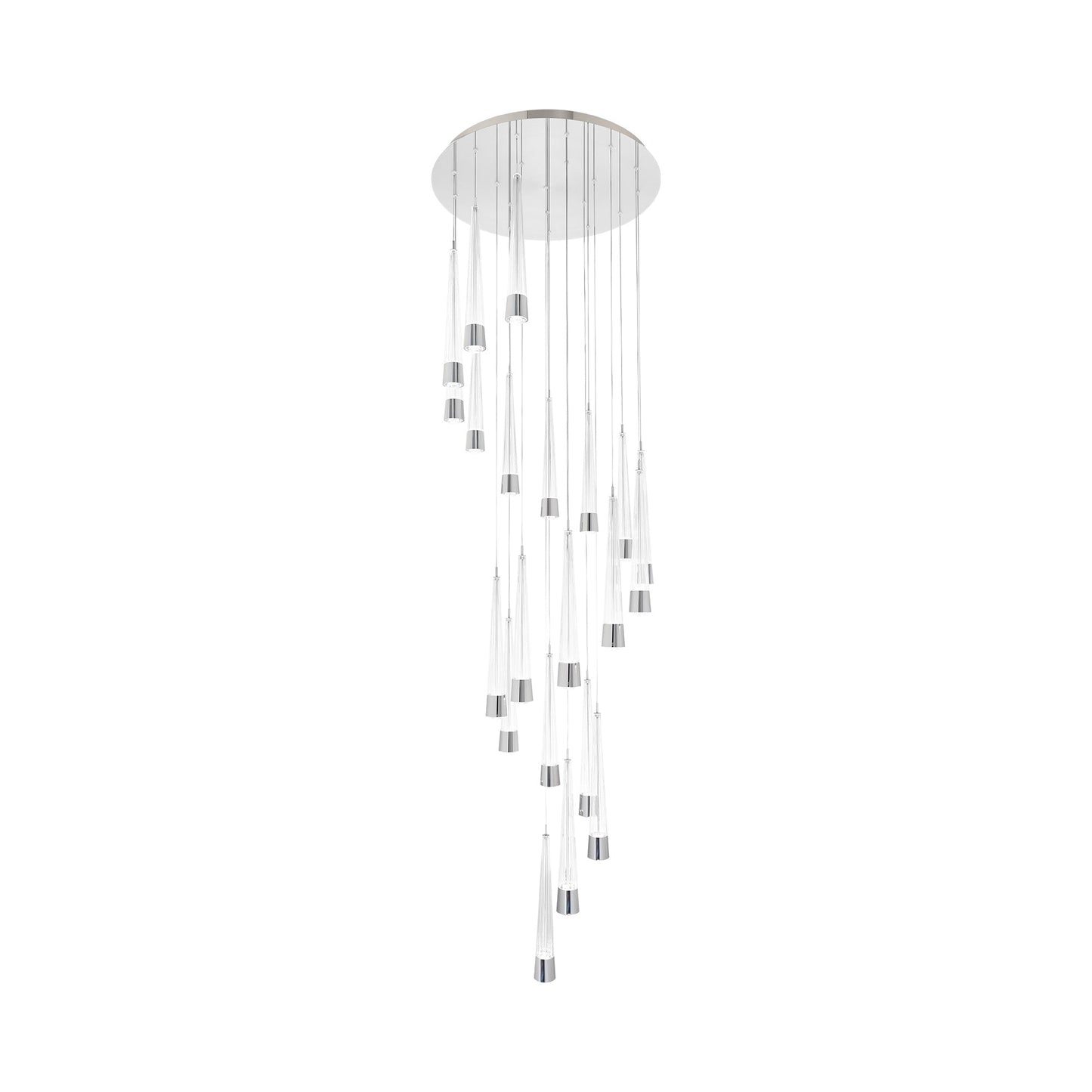 Quill Round LED Multi Pendant Light in Chrome (21-Light).