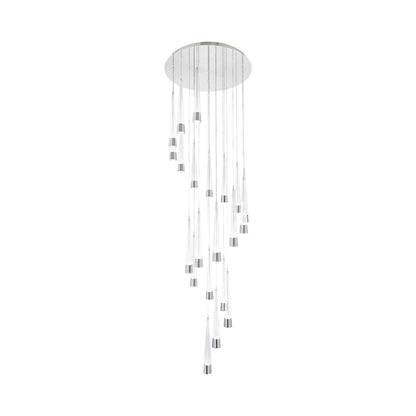 Quill Round LED Multi Pendant Light in Chrome (21-Light).