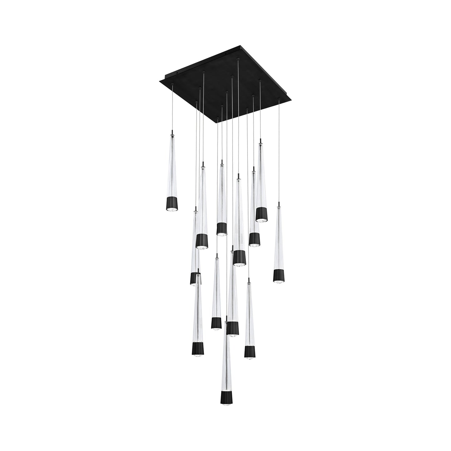 Quill Square LED Multi Pendant Light in Black (13-Light).