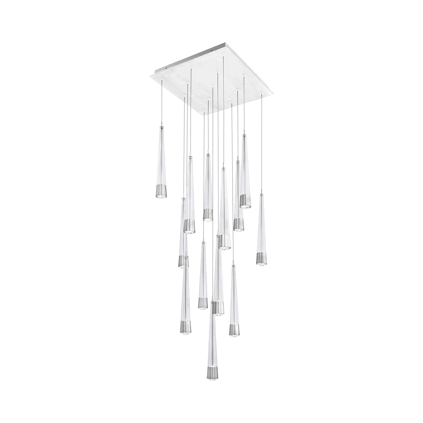 Quill Square LED Multi Pendant Light in Chrome (13-Light).