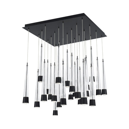 Quill Square LED Multi Pendant Light in Black (25-Light).