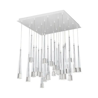 Quill Square LED Multi Pendant Light in Chrome (25-Light).