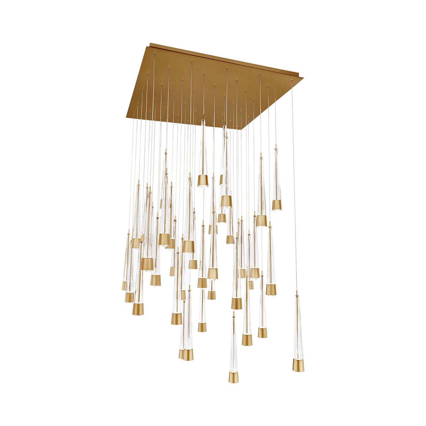 Quill Square LED Multi Pendant Light in Aged Brass (41-Light).