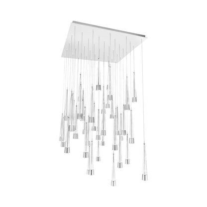 Quill Square LED Multi Pendant Light in Chrome (41-Light).