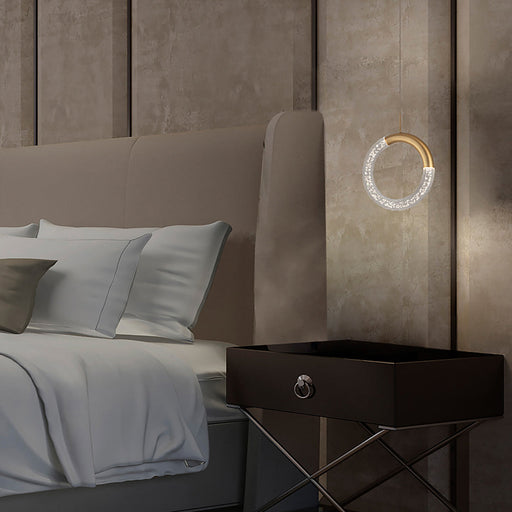 Ringlet LED Pendant Light in bedroom.