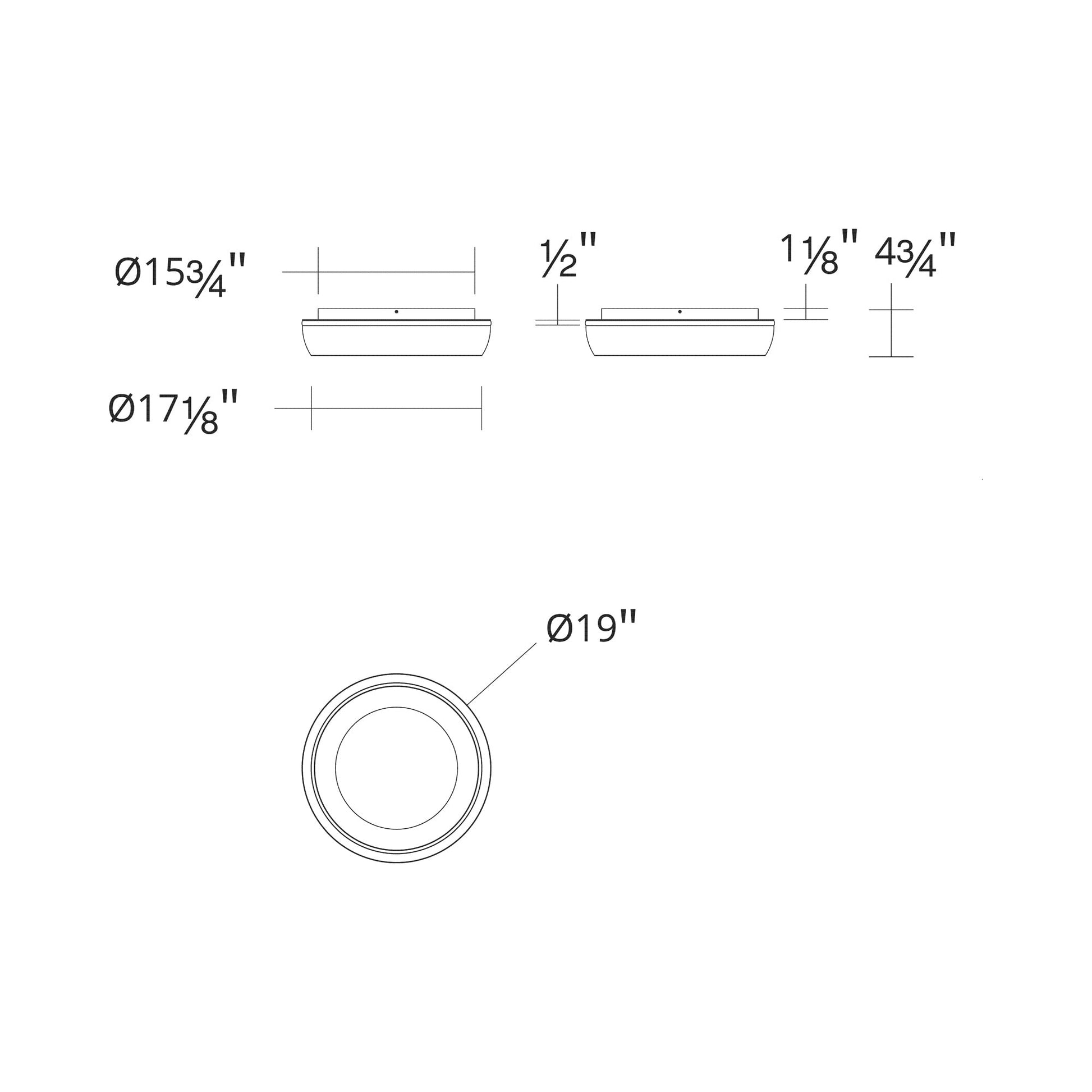 Ringwall LED Flush Mount Ceiling Light - line drawing.