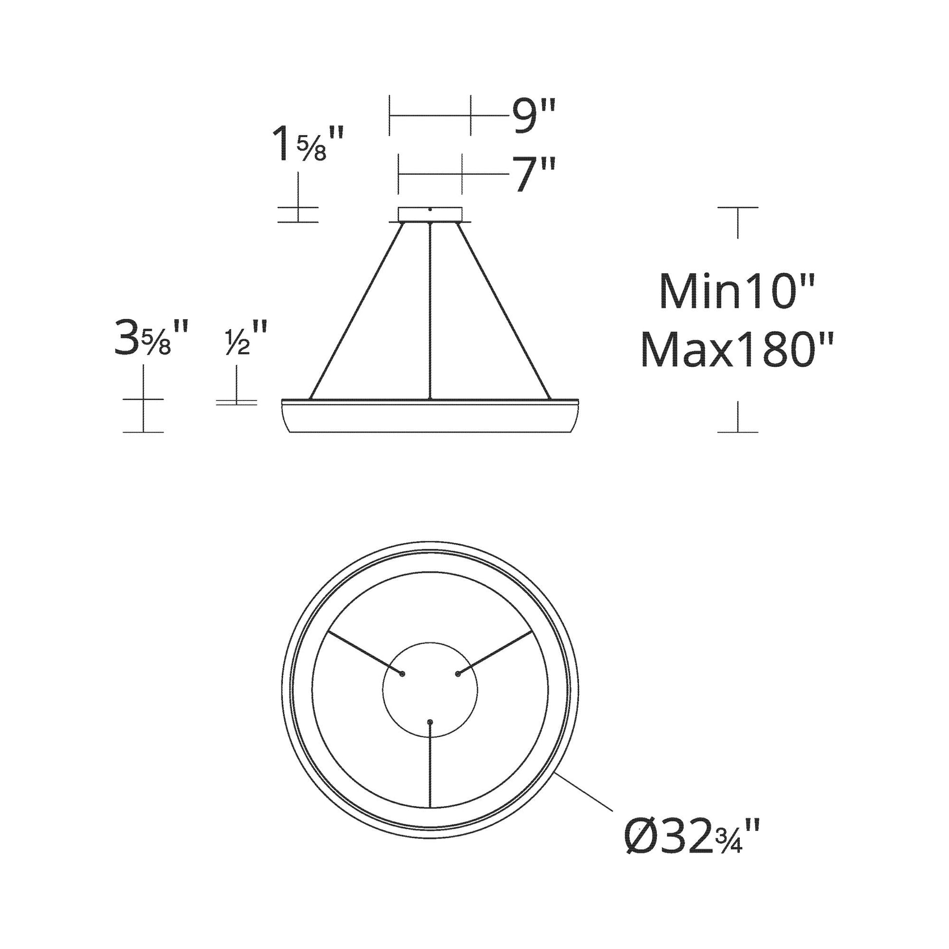 Ringwall LED Pendant Light - line drawing.