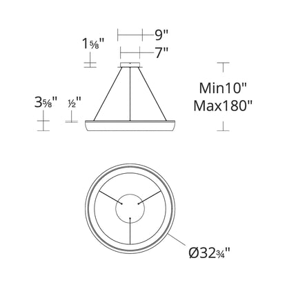 Ringwall LED Pendant Light - line drawing.