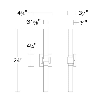 Ripple LED Bath Wall Light - line drawing.